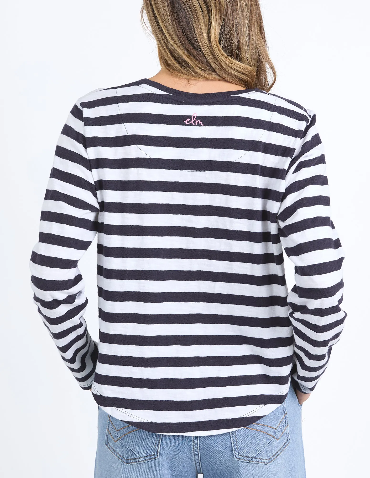 Elm Harmony L/S Tee Navy and White Stripe