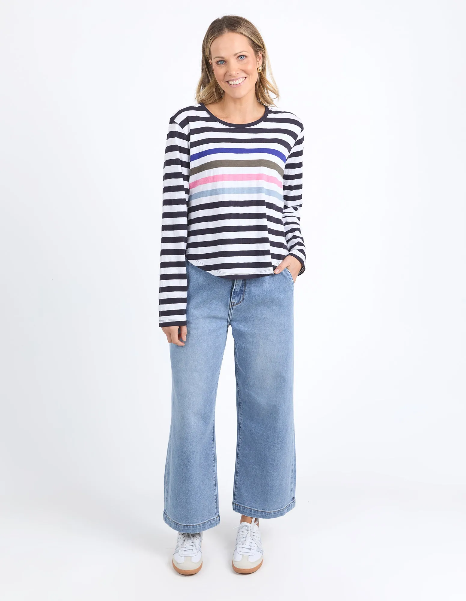 Elm Harmony L/S Tee Navy and White Stripe
