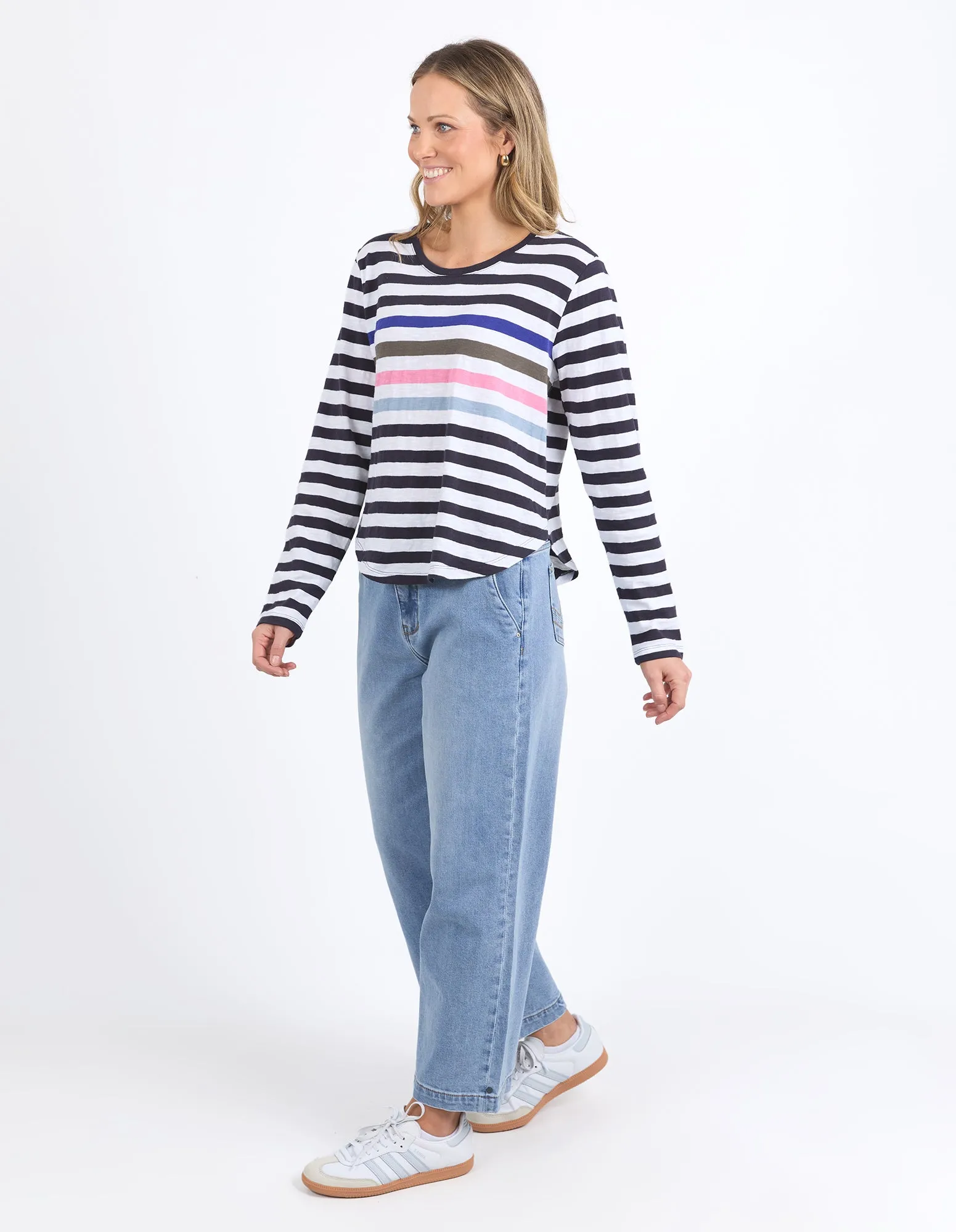 Elm Harmony L/S Tee Navy and White Stripe