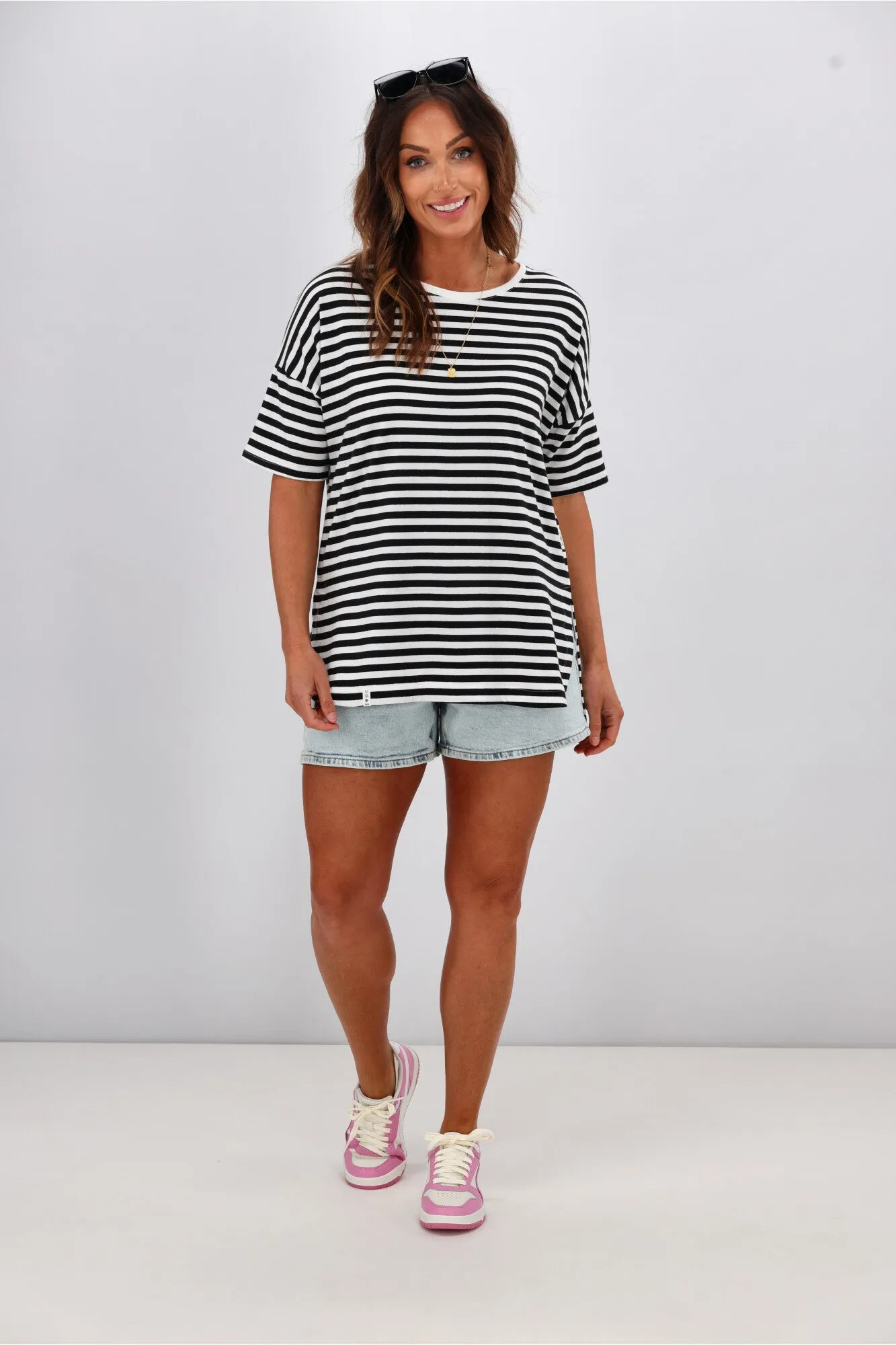 Elm Lauren S/S Stripe Tee Black/White Stripe