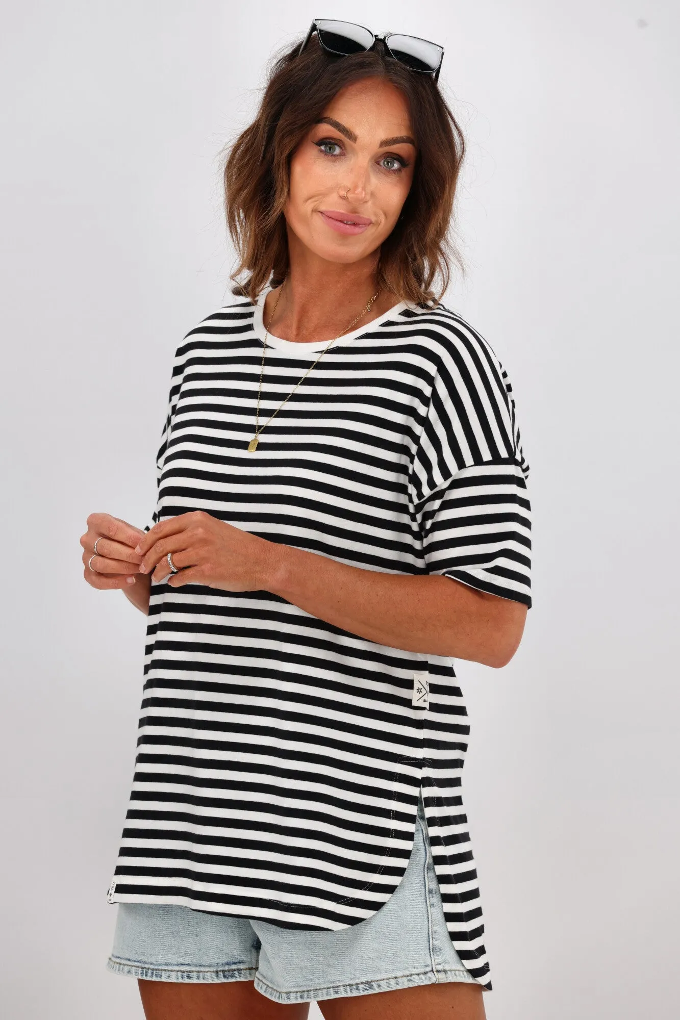 Elm Lauren S/S Stripe Tee Black/White Stripe