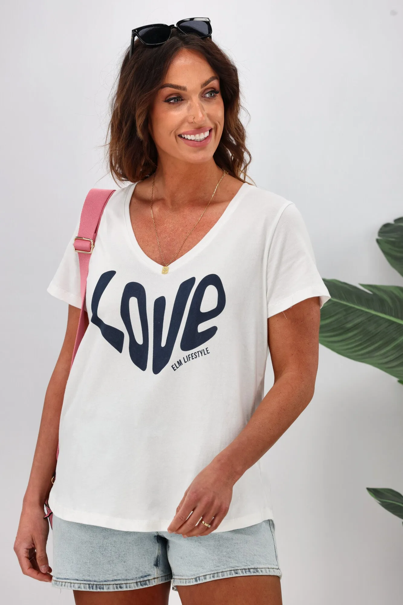 Elm Love Elm Vee Tee White
