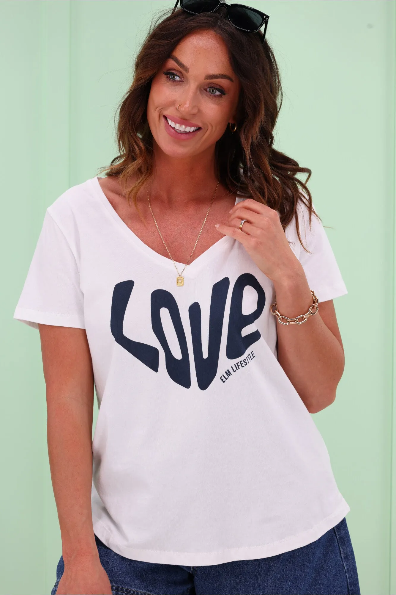 Elm Love Elm Vee Tee White