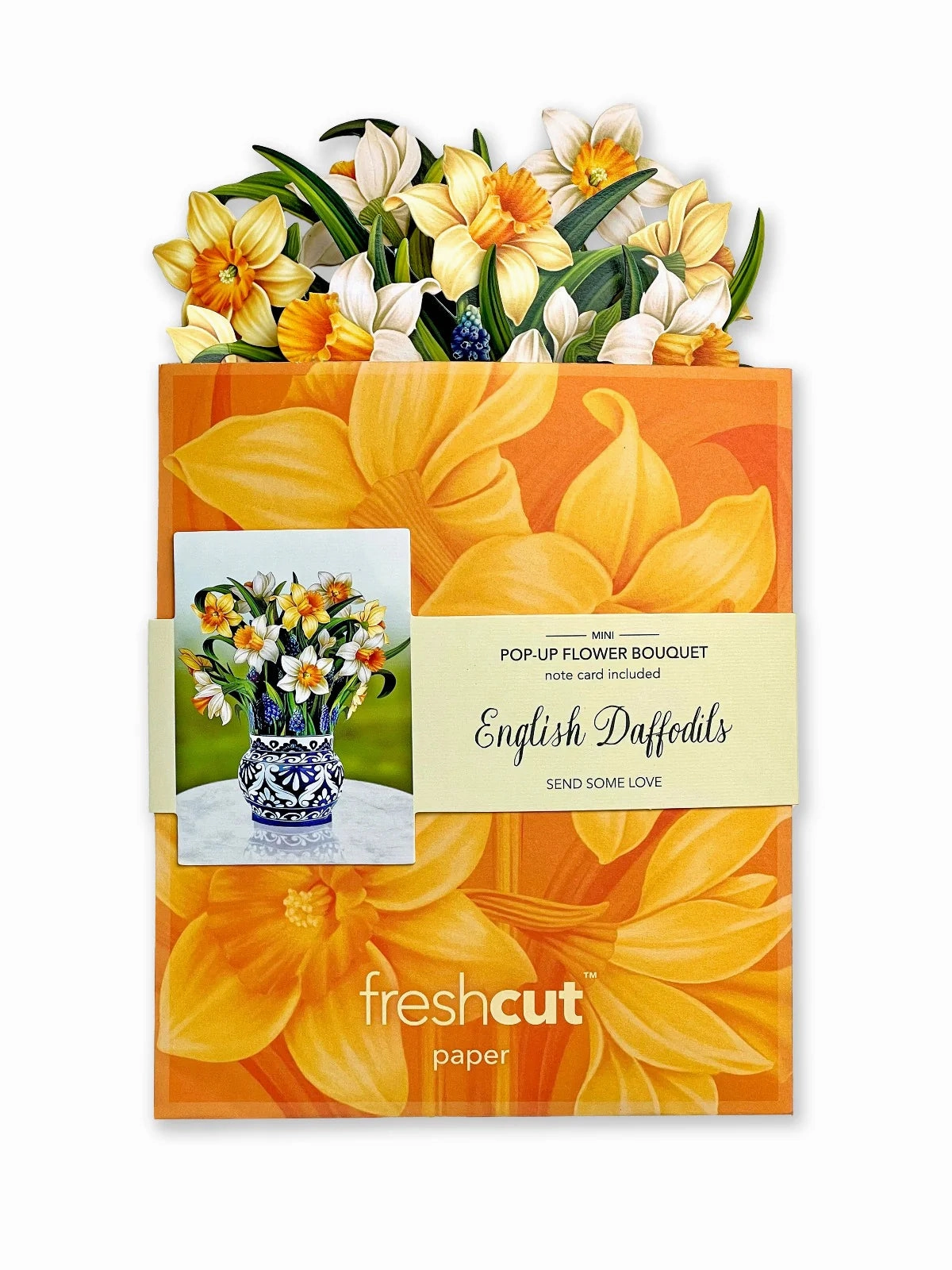 English Daffodils Mini Pop Up Flower Bouquet Greeting Card