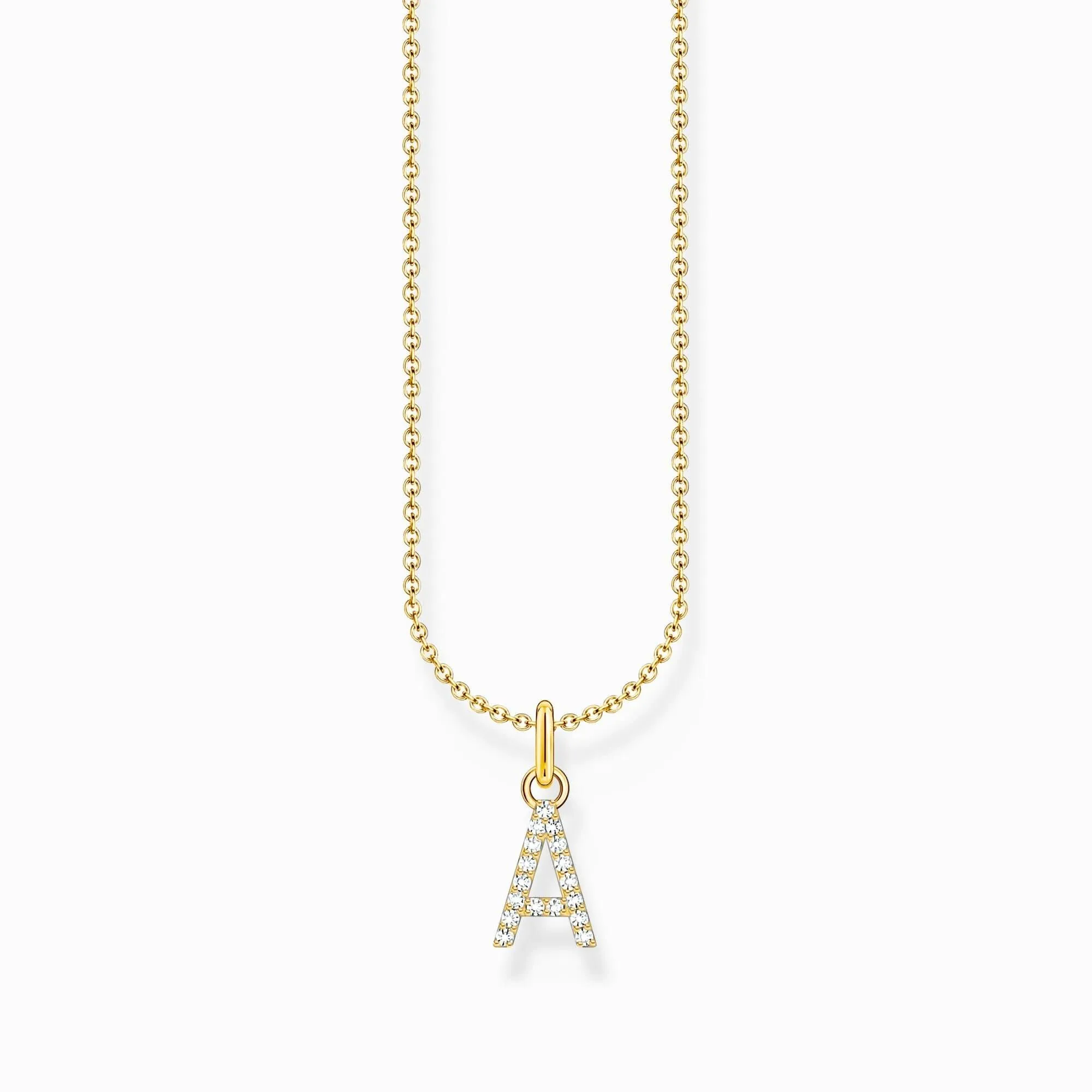 Collier pendentif lettre A plaqué or Essentials avec zirconium KE2240-414-14-L45V Thomas Sabo