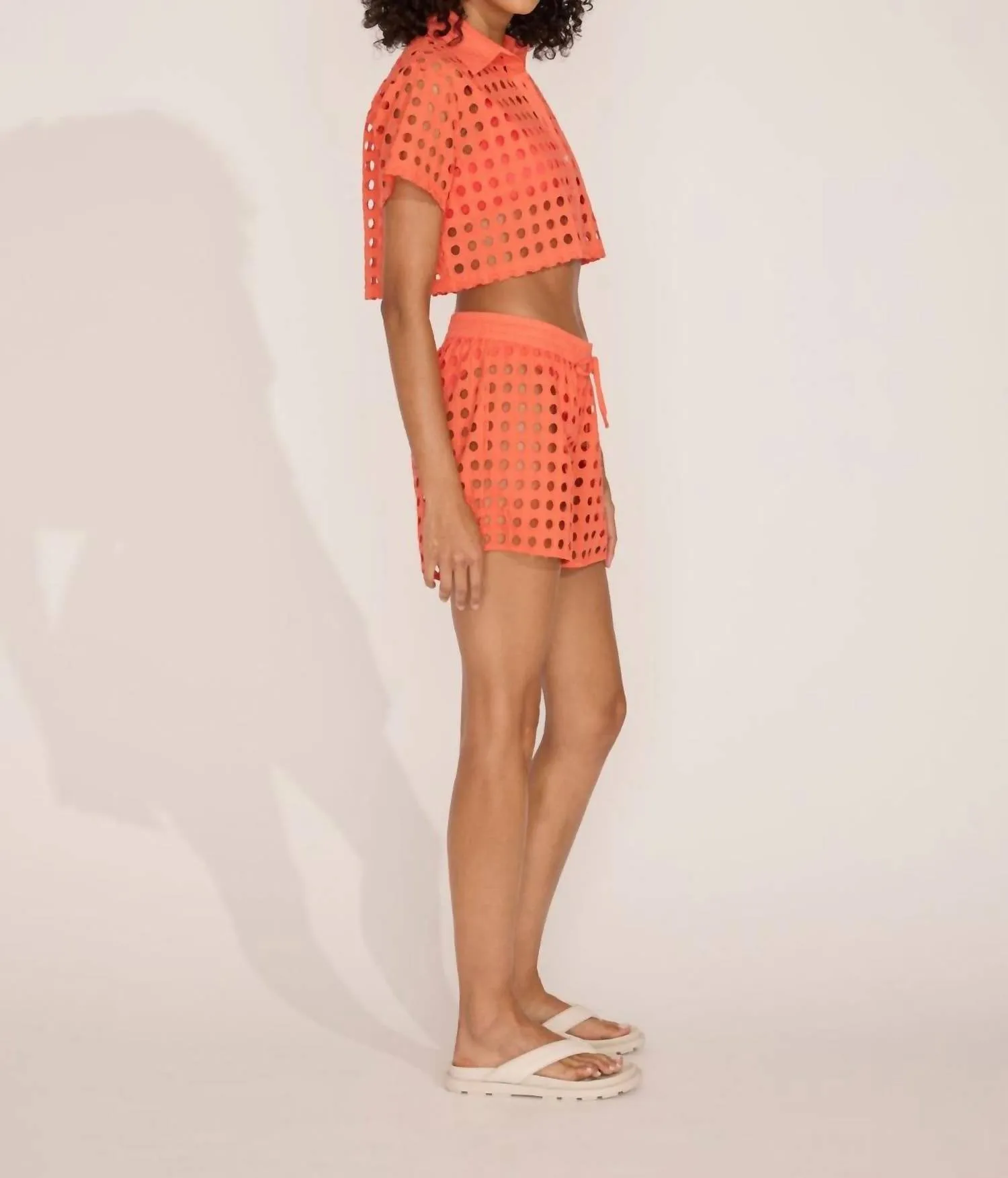 Eyelet Charlie Short In Coral Crush
