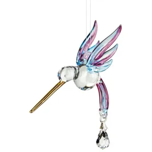 Fantasy Glass Suncatcher - Hummingbird, Winter Blue