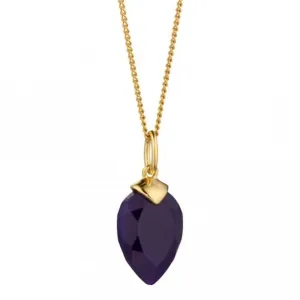 Pendentif en calcédoine pierre de naissance plaqué or jaune février P4976 Beginnings Jewellery