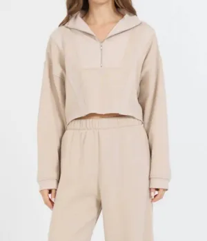 Fleece Quarter Zip In Beige