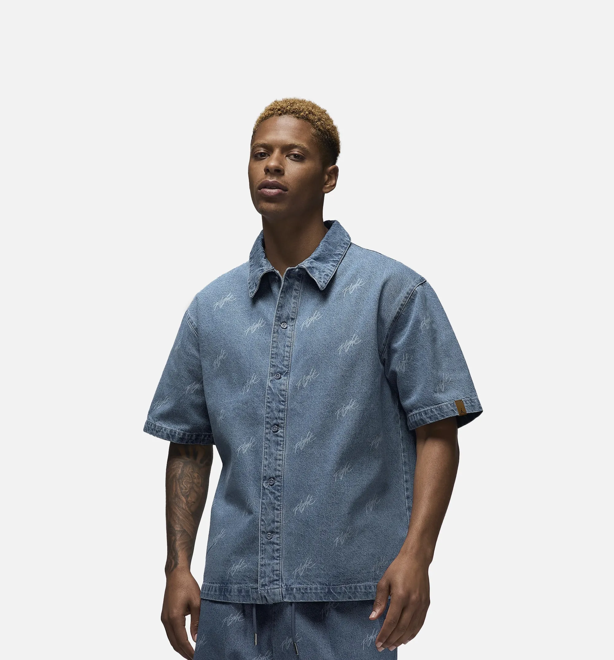 Flight Heritage Denim Mens Short Sleeve Shirt - Blue