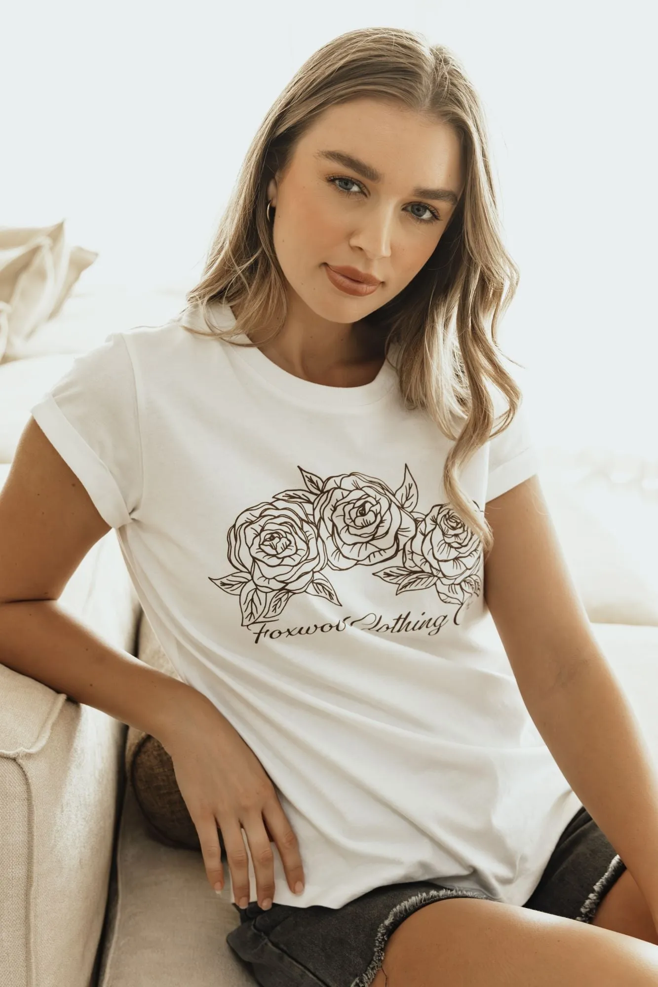 Foxwood Eva Rose Tee Vintage White