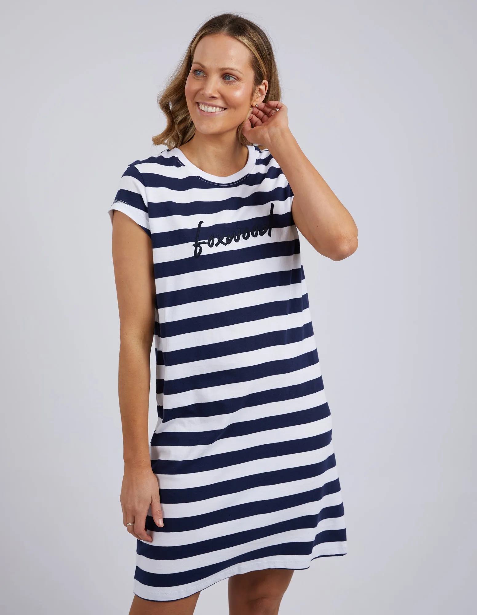 Foxwood Signature Stripe Tee Dress Dark Sapphire / White Stripe