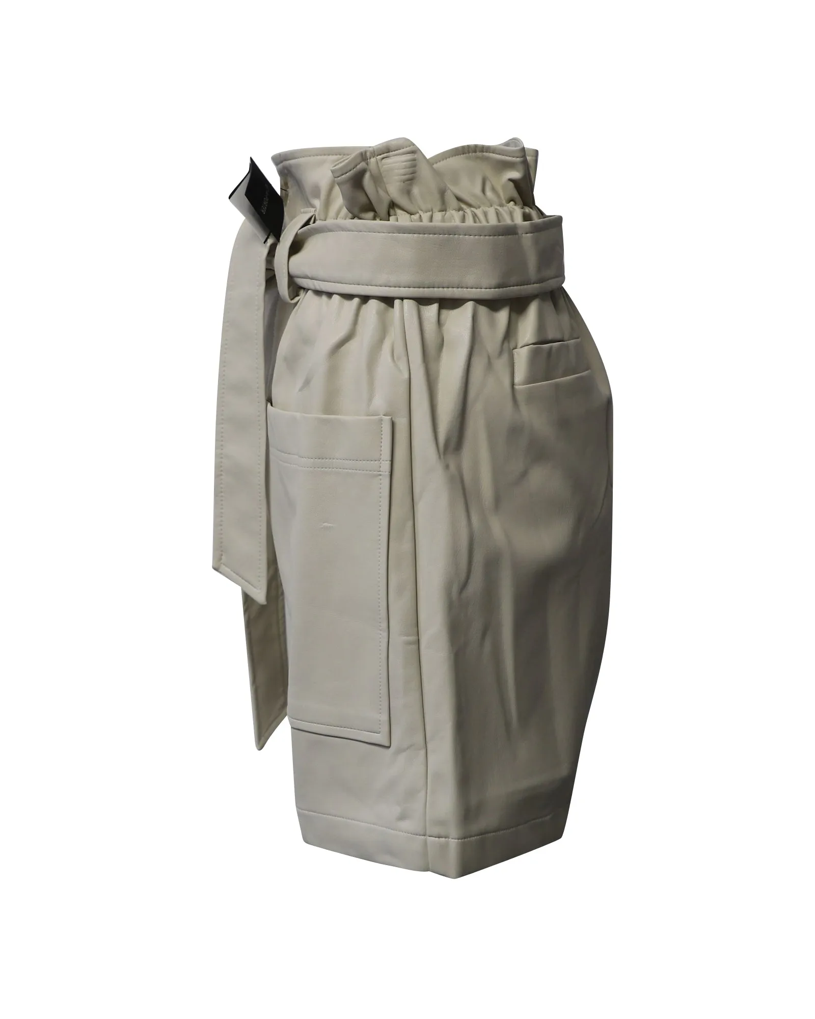 Frankie Shop Alex Paperbag Shorts in Cream Polyurethane