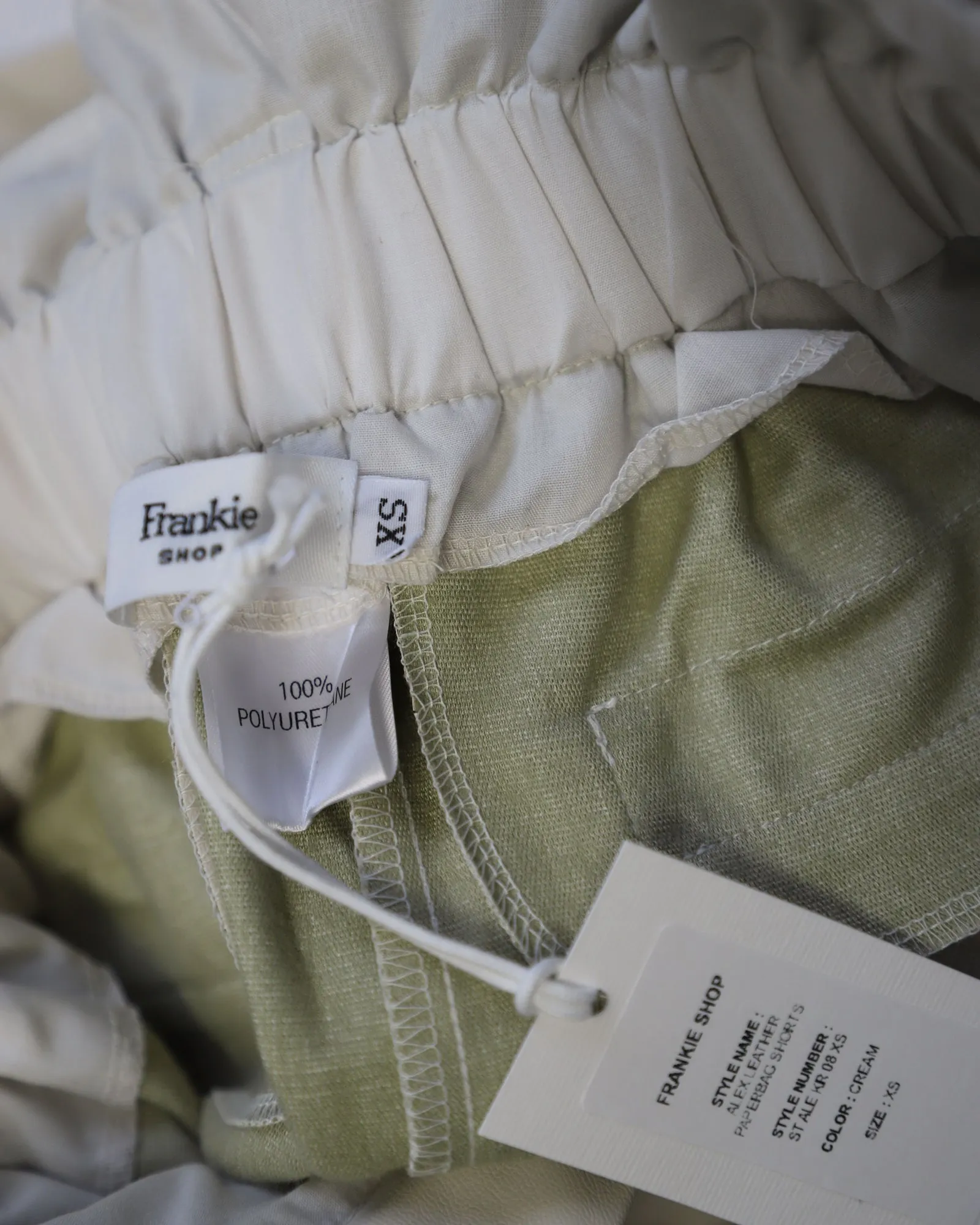 Frankie Shop Alex Paperbag Shorts in Cream Polyurethane