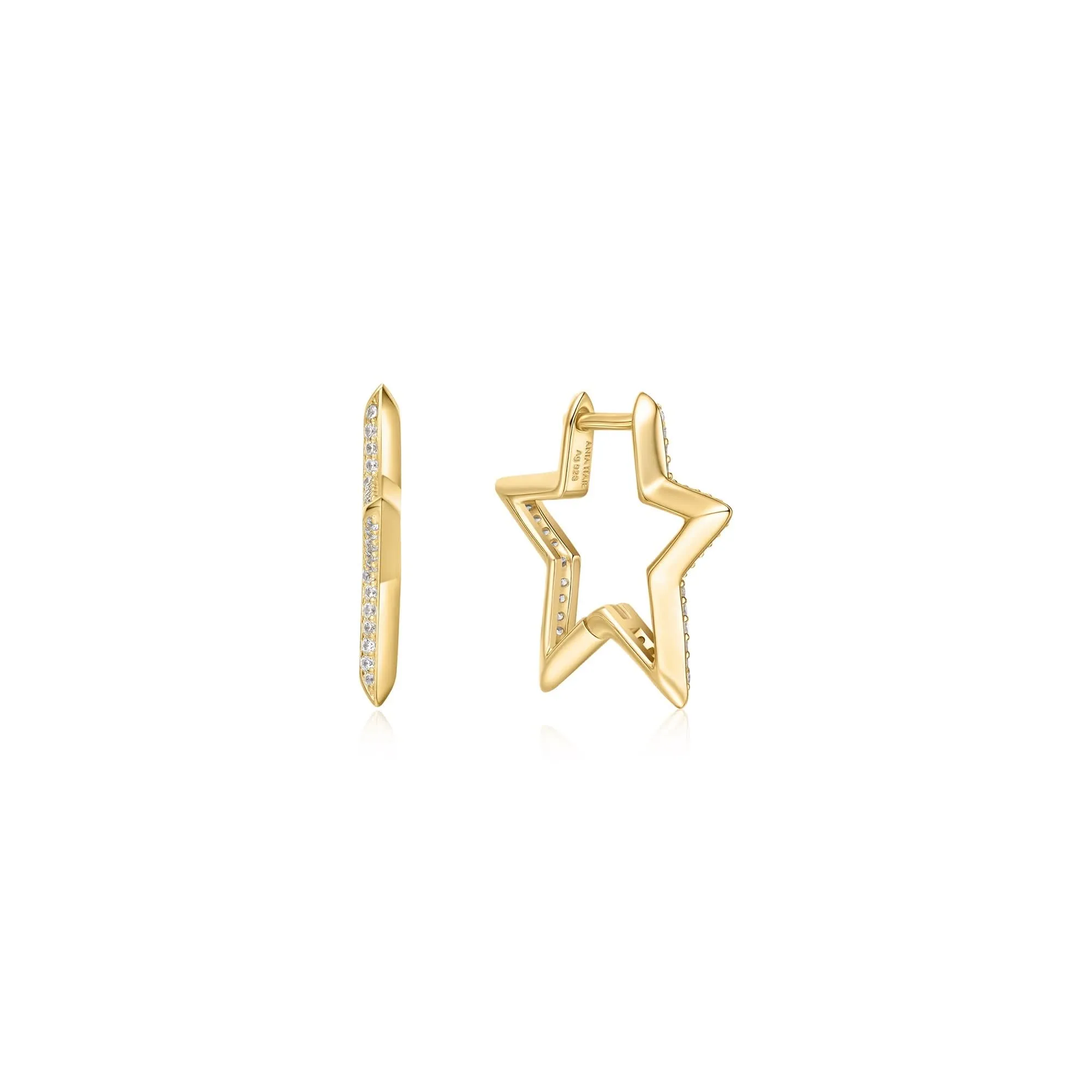 Boucles d'oreilles en or moyen étoile pavée E064-05G Ania Haie Jewellery