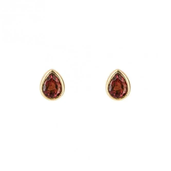 Boucles d'oreilles plaquées or avec pierre de naissance grenat de janvier E6202 Bijoux Beginnings