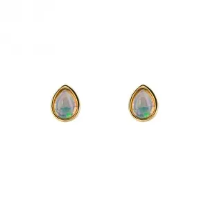 Boucles d'oreilles en opale cabochon plaqué or, pierre de naissance d'octobre E6211, bijoux Beginnings