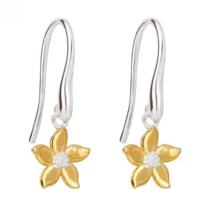 Boucles d'oreilles pendantes en jasmin plaqué or E6265 - Bijoux Beginnings