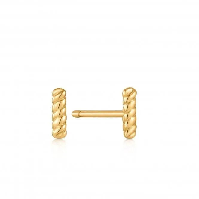 Boucles d'oreilles à barre en corde dorée E036-01G Ania Haie Jewellery