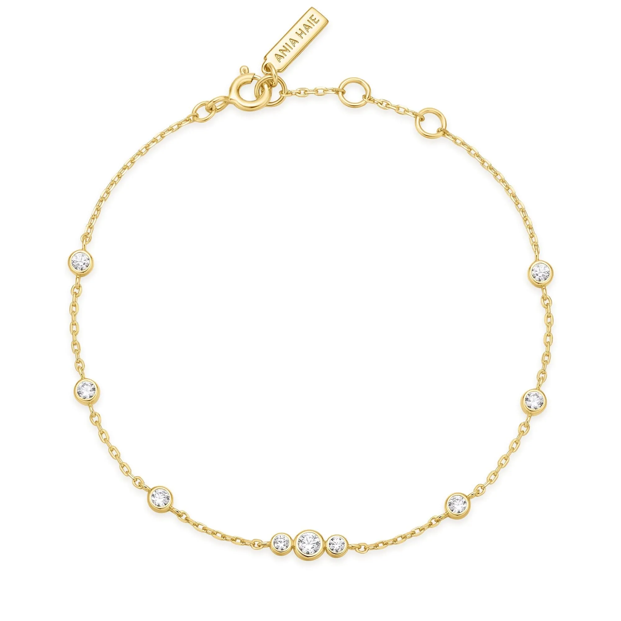 Bracelet à stations en zircone cubique avec bords étincelants or B065-03G Ania Haie Jewellery