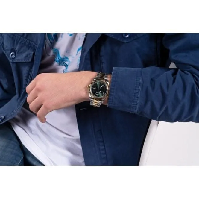 Guess Gents Connoisseur Montre en Acier Inoxydable Bicolore GW0265G8