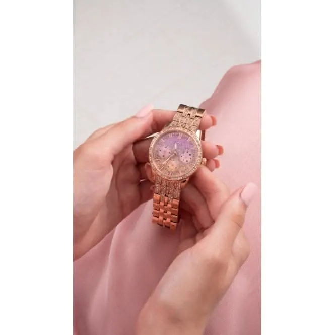 Guess Ladies Cascade Montre en Acier Inoxydable Or Rose GW0365L3