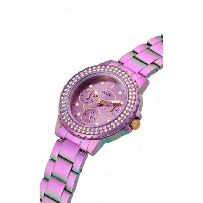 Guess Ladies Crown Jewel Monture en Acier Inoxydable Cadran Iridescent GW0410L4