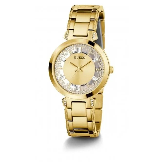 Montre Guess Ladies Crystal Clear en acier inoxydable avec finition or GW0470L2