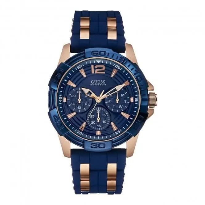 Montre Guess pour homme en silicone texturé bleu W0366G4