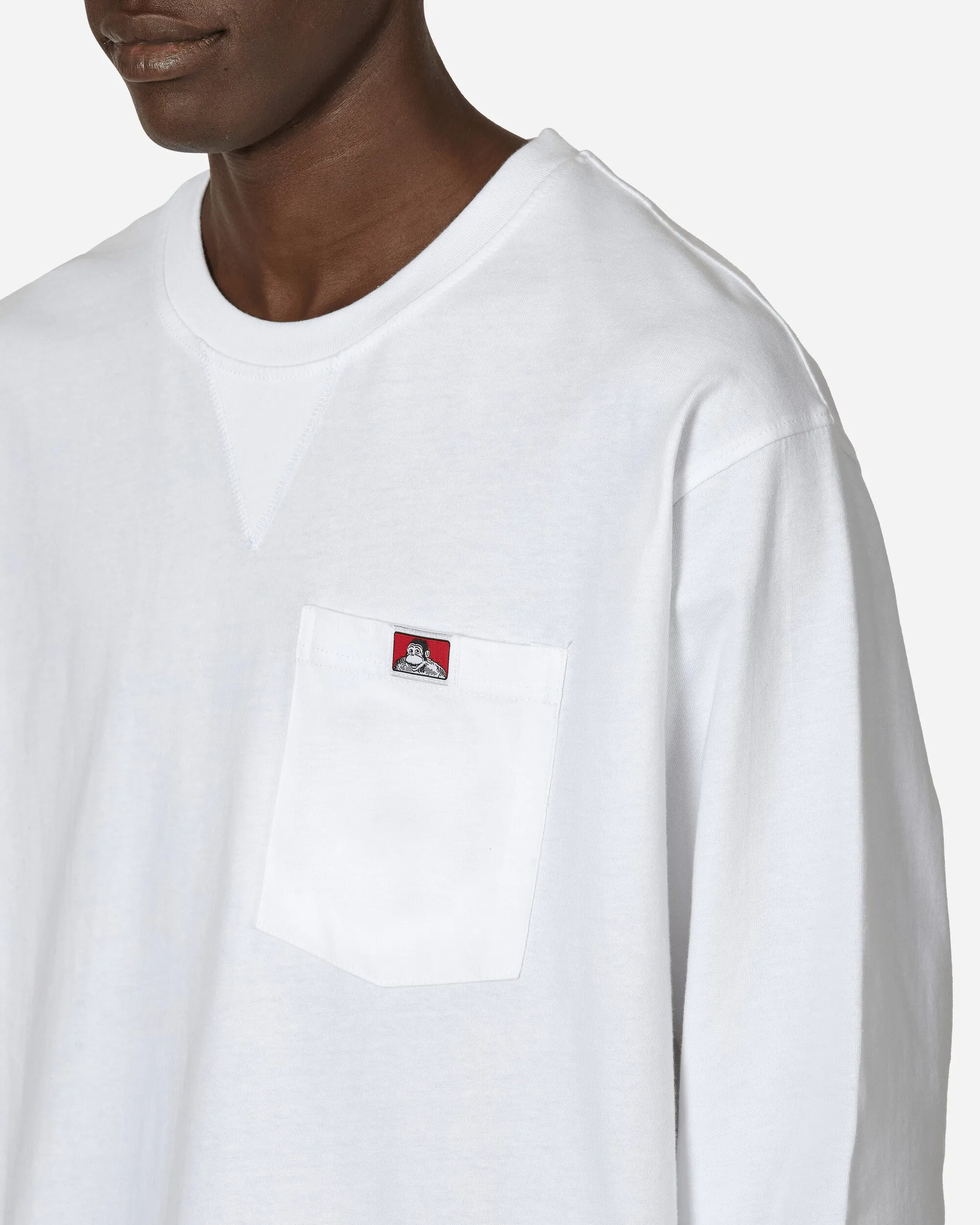 Heavy Duty Classic Label Pocket Longsleeve T-Shirt White