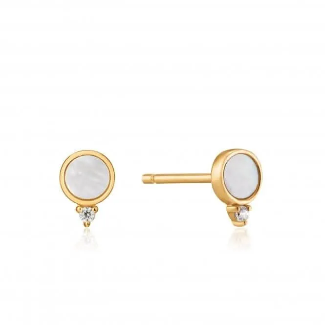 Perle Rare Boucles d'Oreilles Clous en Or Brillant Nacre E022-01G Ania Haie Jewellery