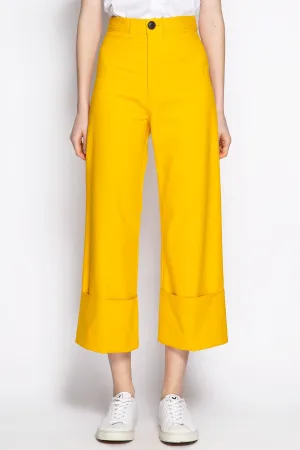 High Rise Wide Leg Cuffed Pants