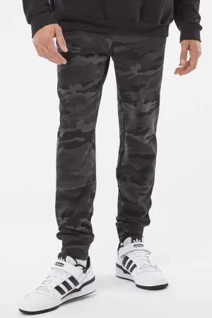 Independent Trading Company Mens Fleece Sweatpants w/ Pockets - Black Camo