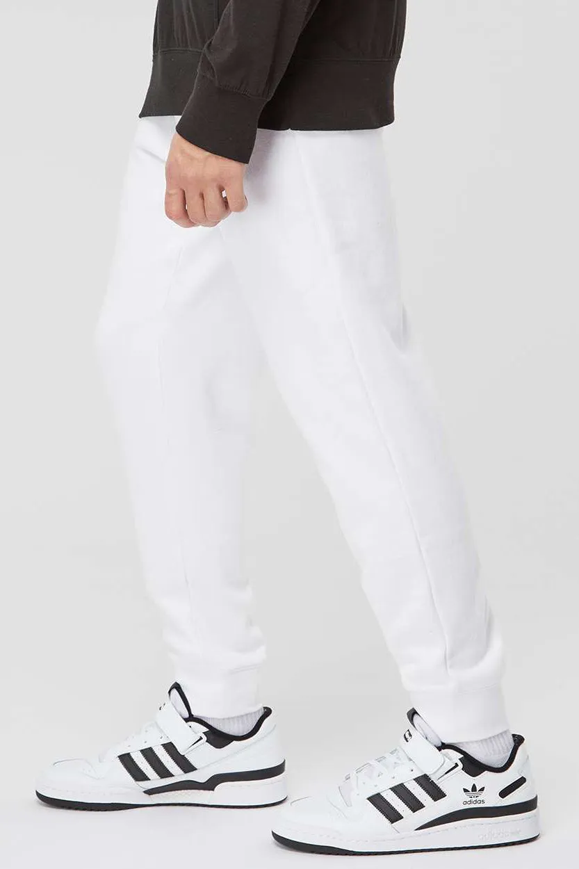 Independent Trading Company Mens Fleece Sweatpants w/ Pockets - White