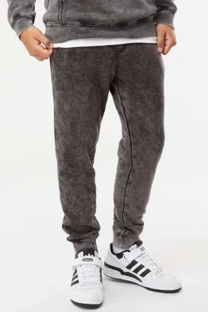 Independent Trading Company Mens Mineral Wash Fleece Sweatpants w/ Pockets - Black