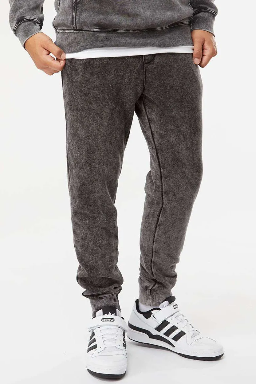 Independent Trading Company Mens Mineral Wash Fleece Sweatpants w/ Pockets - Black