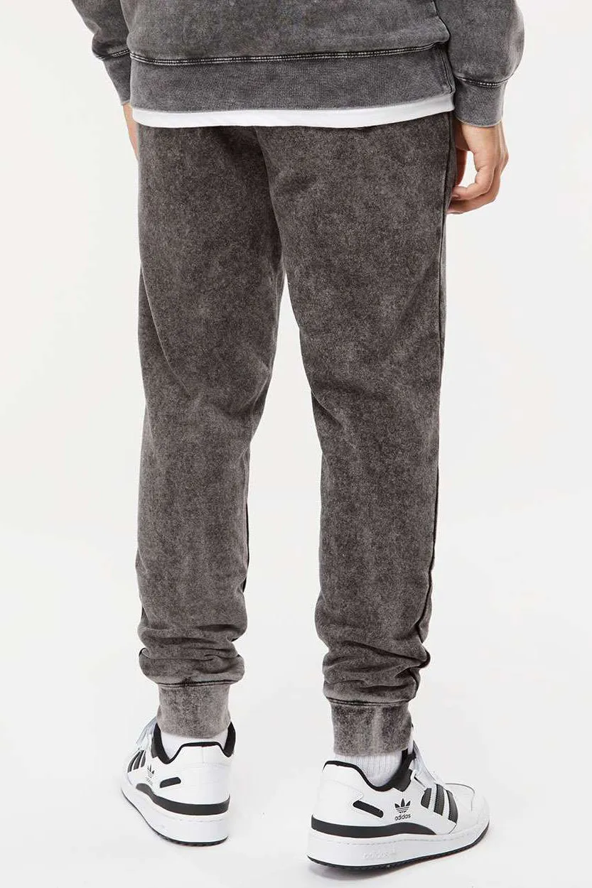 Independent Trading Company Mens Mineral Wash Fleece Sweatpants w/ Pockets - Black