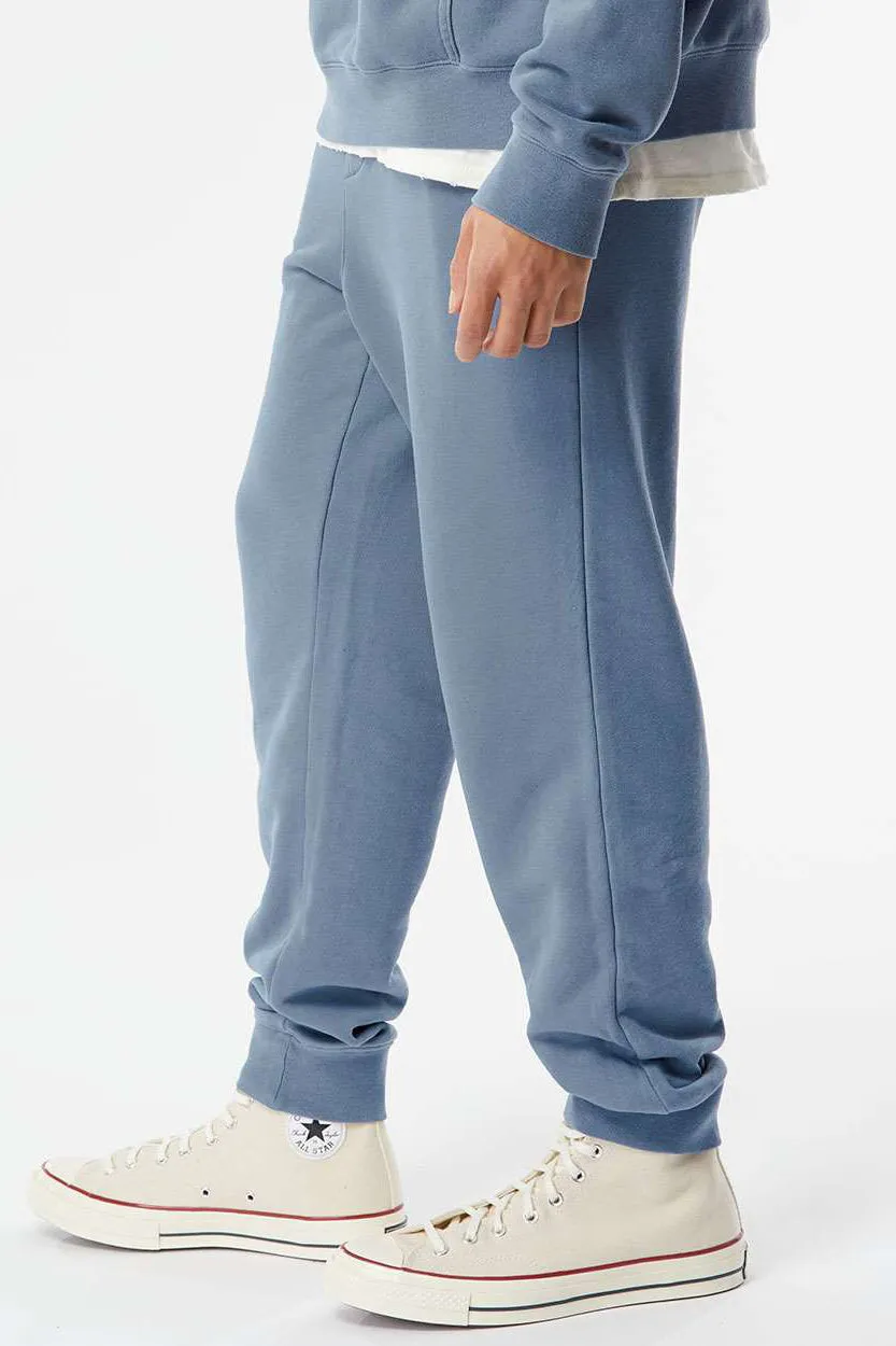 Independent Trading Company Mens Pigment Dyed Fleece Sweatpants w/ Pockets - Slate Blue