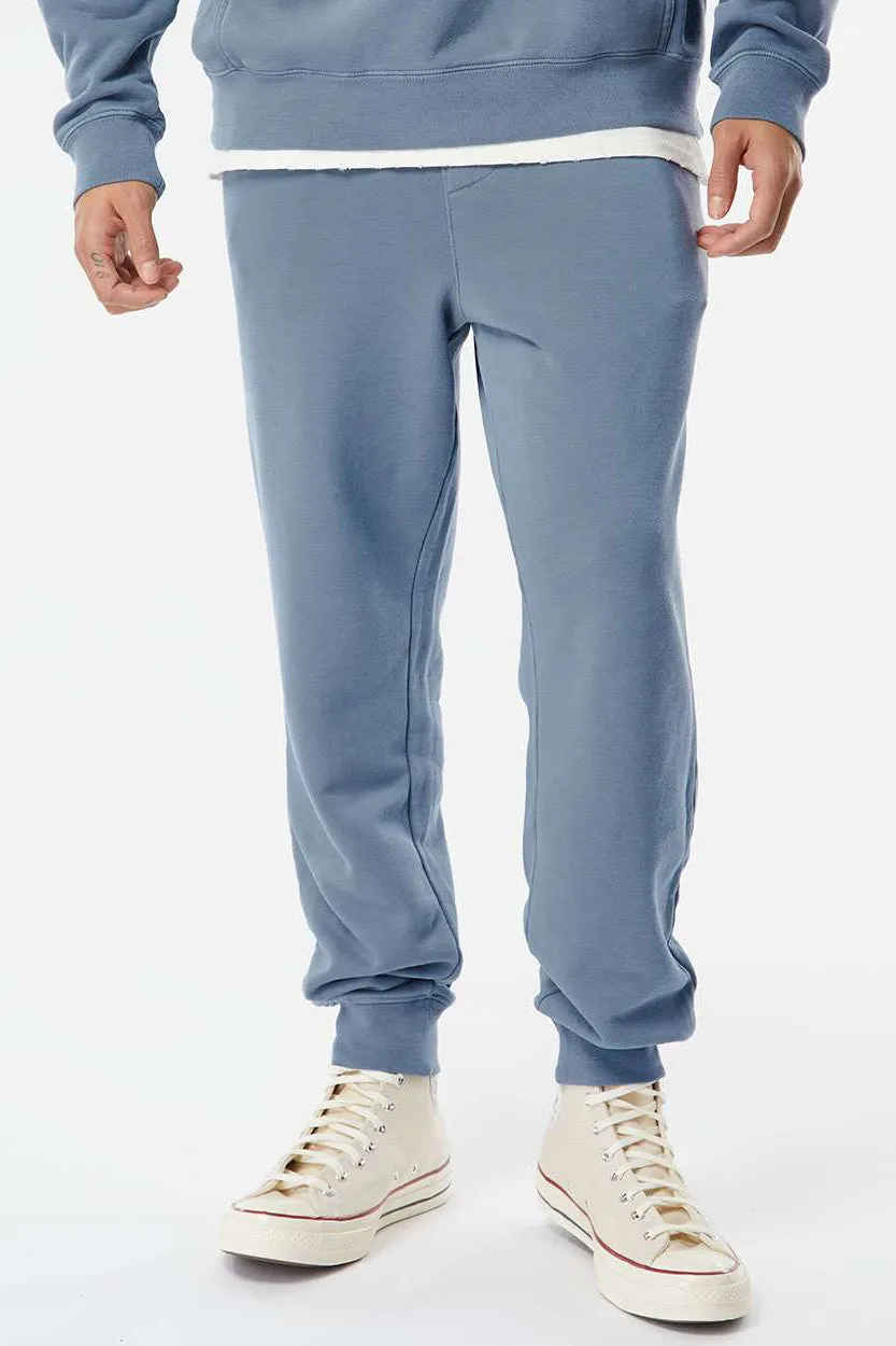 Independent Trading Company Mens Pigment Dyed Fleece Sweatpants w/ Pockets - Slate Blue