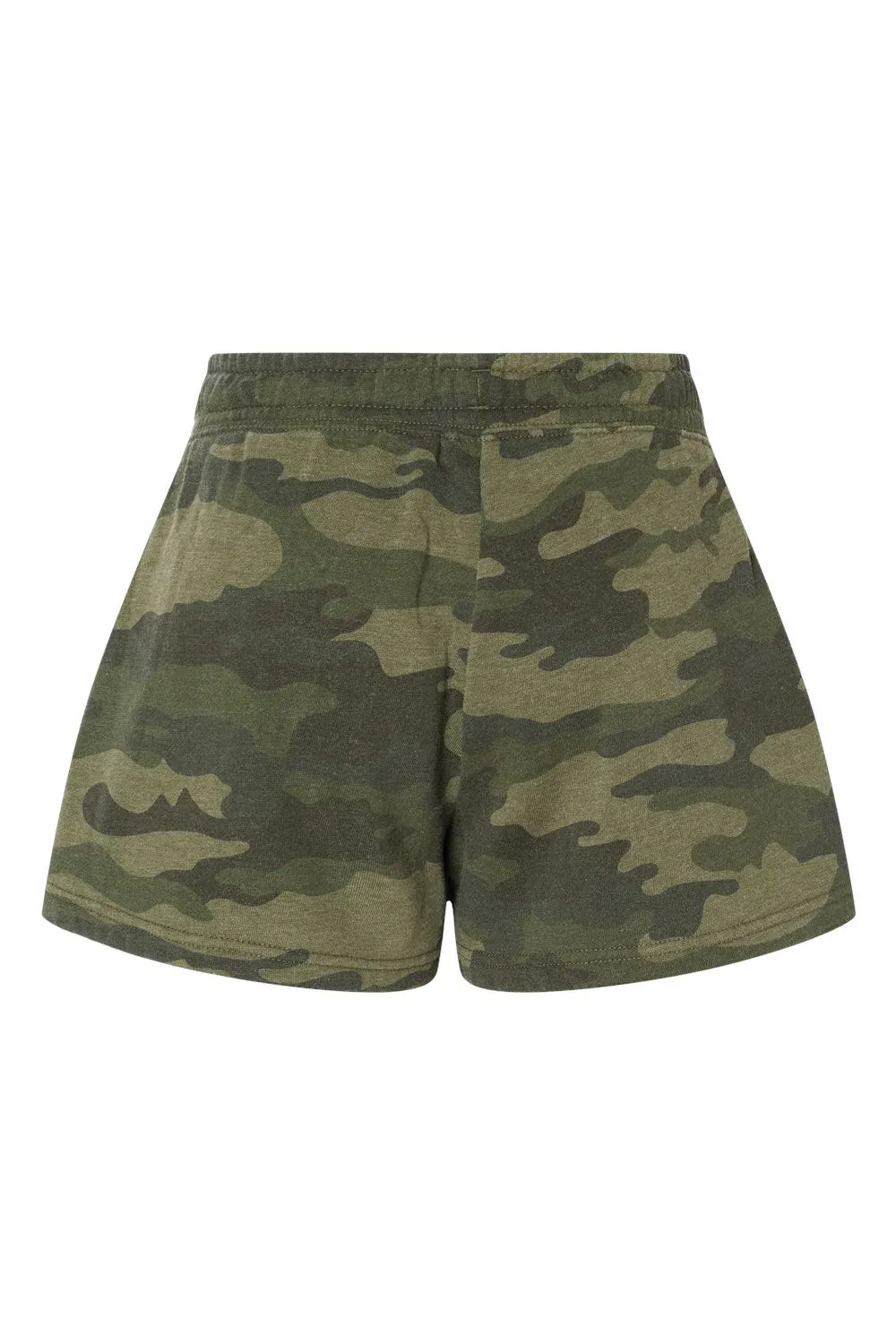 Independent Trading Company Womens California Wave Wash Fleece Shorts w/ Pockets - Heather Forest Green Camo
