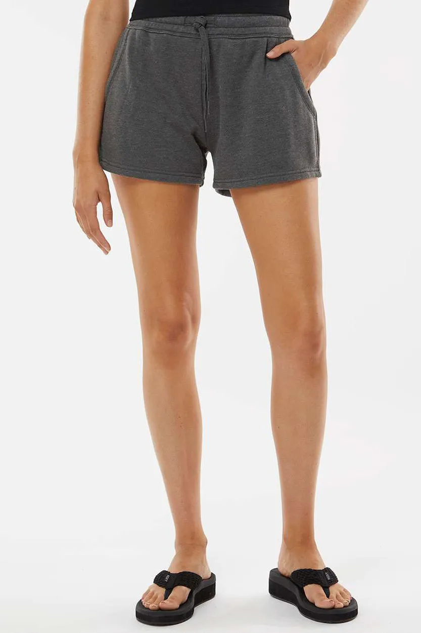Independent Trading Company Womens California Wave Wash Fleece Shorts w/ Pockets - Shadow Grey
