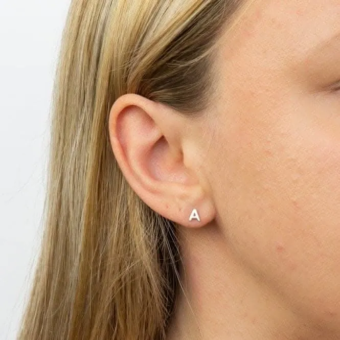Boucles d'oreilles à clous en argent sterling initial A E6018 Bijoux Débuts