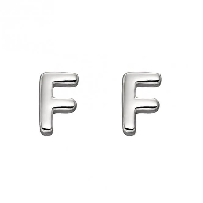 Boucles d'oreilles à clous en argent sterling Initial F E6023 - Bijoux Débuts