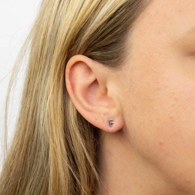 Boucles d'oreilles à clous en argent sterling Initial F E6023 - Bijoux Débuts
