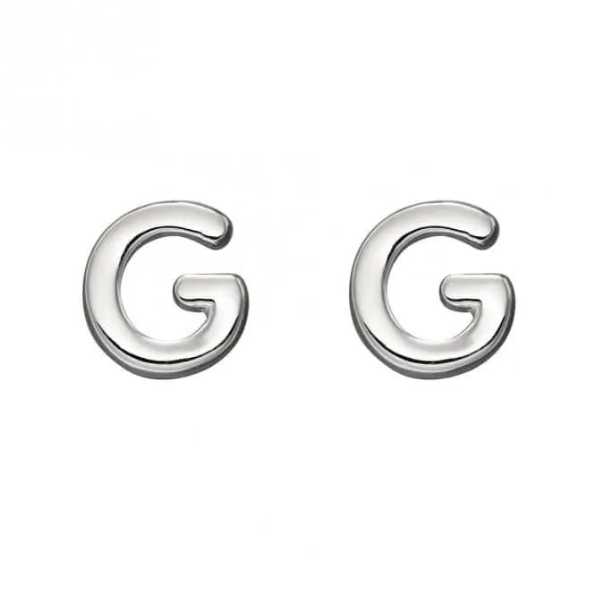 Boucles d'oreilles à clous en argent sterling Initial G E6024 - Bijoux Débuts