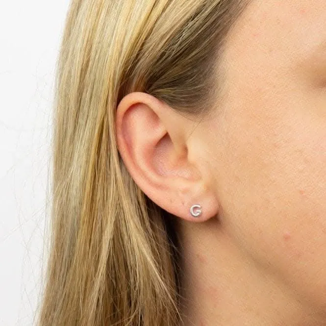 Boucles d'oreilles à clous en argent sterling Initial G E6024 - Bijoux Débuts
