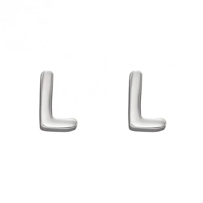 Boucles d'oreilles à clous en argent sterling initial L E6029 Bijoux Débuts