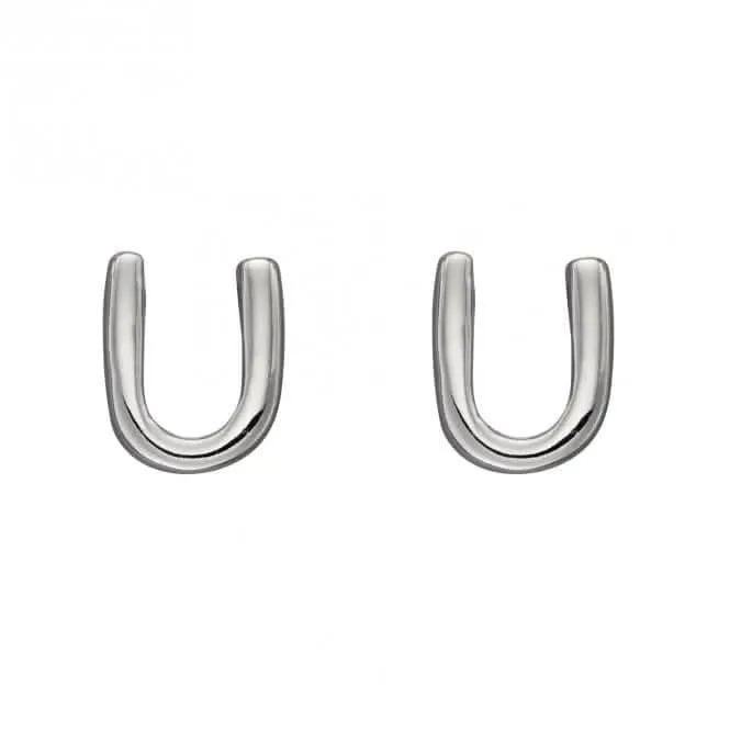 Boucles d'oreilles à clous Initial U en argent sterling E6038 - Bijoux Beginnings