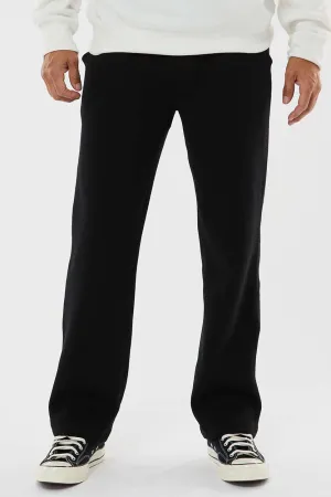J America Mens Open Bottom Fleece Sweatpants w/ Pockets - Black