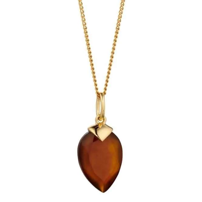 Pendentif en calcédoine pierre de naissance plaqué or jaune janvier P4975 Bijoux Beginnings